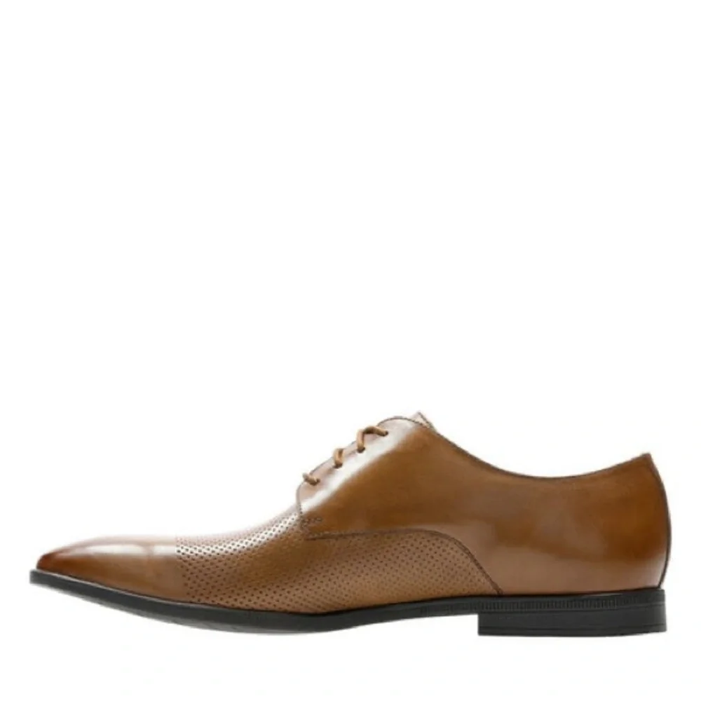 NEW!! Men's Clarks Bampton Cap Tan Leather Oxford Shoes Size 10M